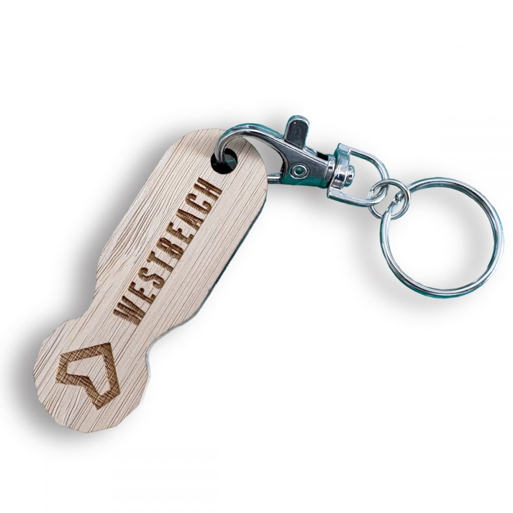 Long Bamboo Trolley Coin Keyring  UK Made 