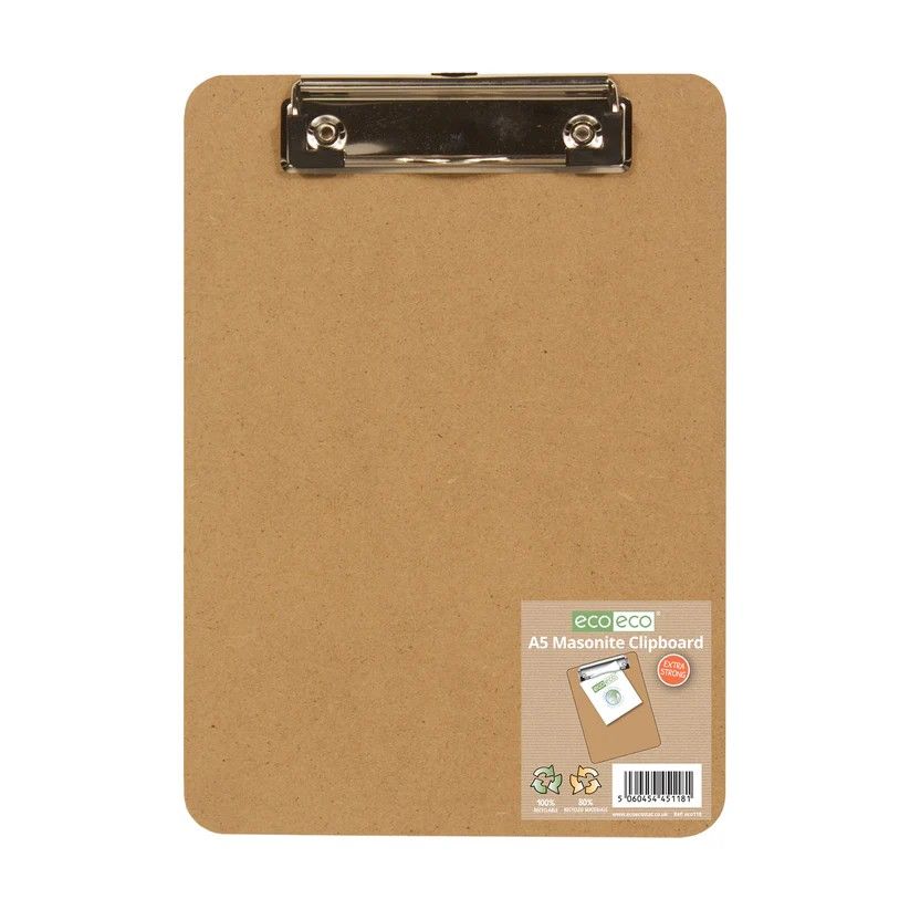 Eco-Eco A5 Masonite Clipboard  UK Stock 