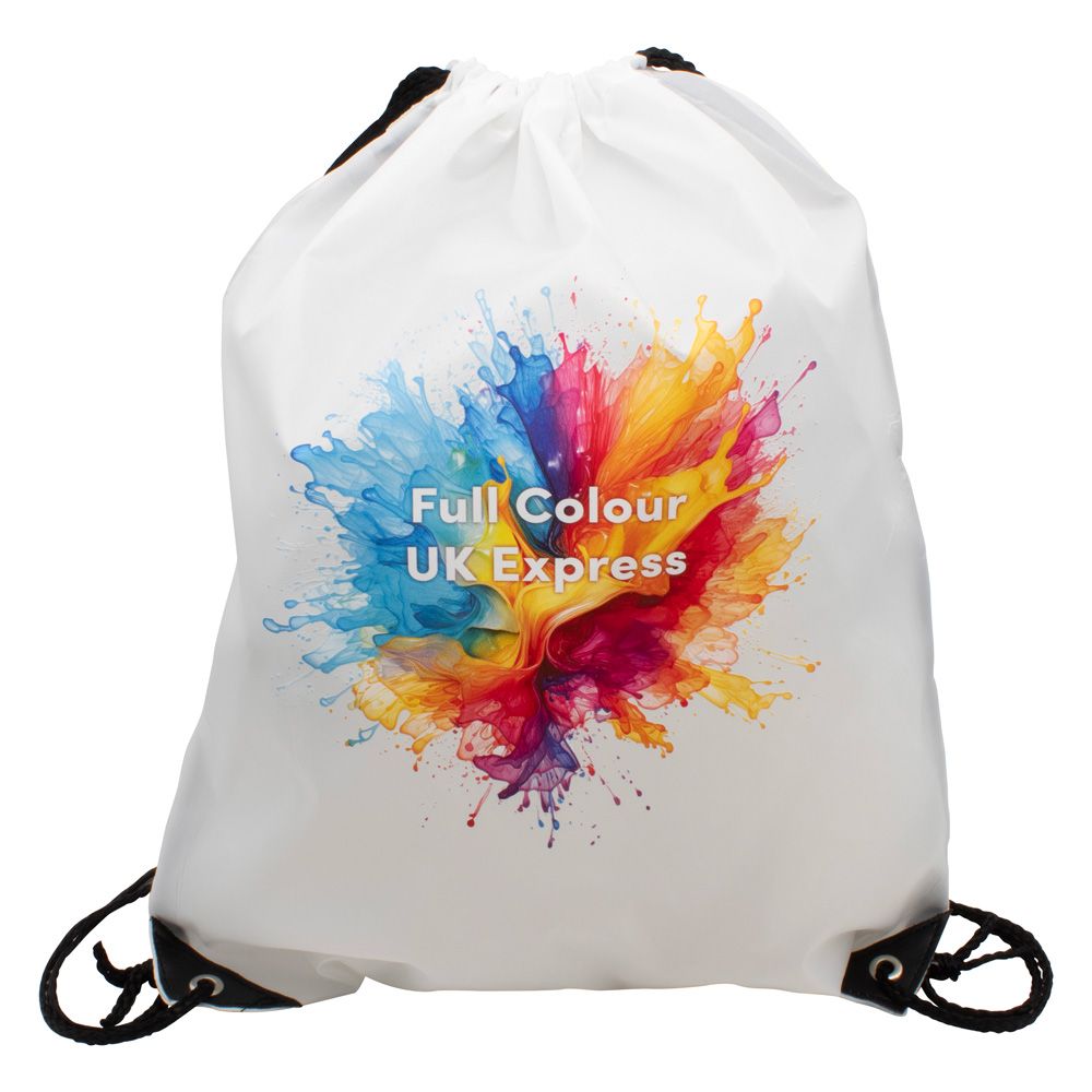 Nylon Drawstring Bag - White  UK Stock 