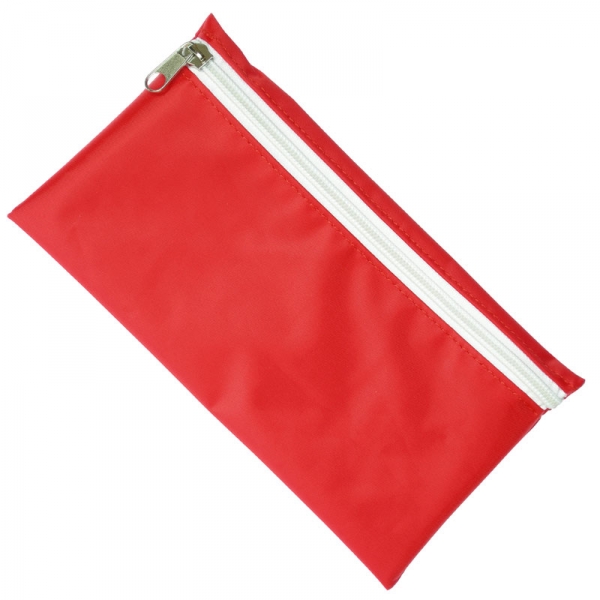 Fabric Pencil Case  UK Stock  Red with White Zip 