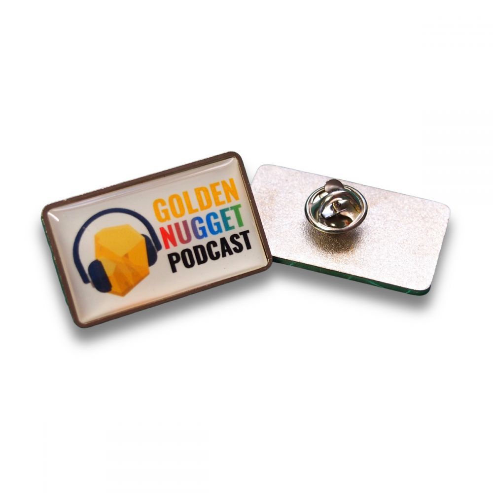 Rectangular Pin Badge with Full Colour Printed Decal  UK Stock 