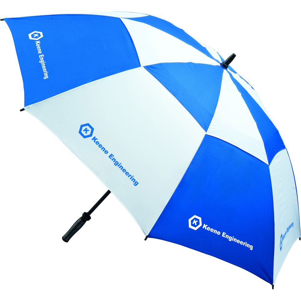 Vented Golf Umbrella  UK Stock  Royal Blue   White 