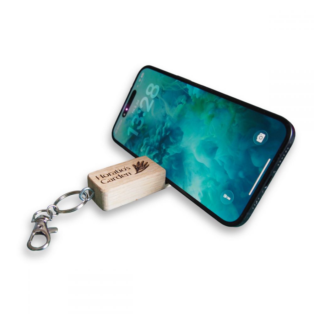 Oak Phone Stand Keyring  UK Made 