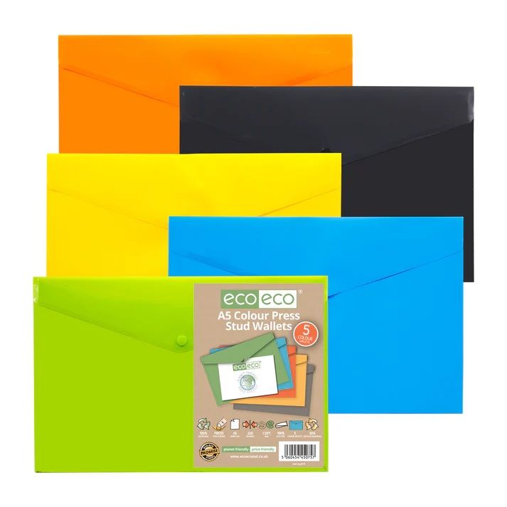 Eco-Eco A5 50  Recycled Press Stud Wallet  UK Stock 