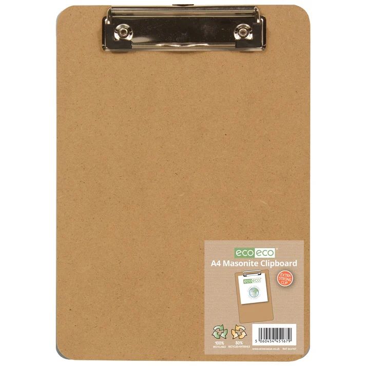 Eco-Eco A4 Masonite Clipboard  UK Stock 