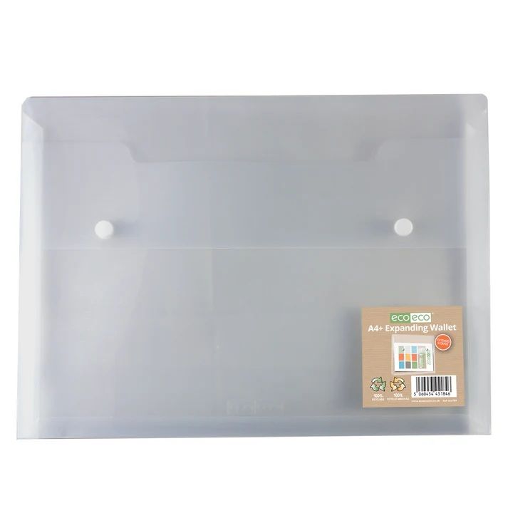 Eco-Eco A4 100  Recycled Single Pocket Clear Expanding File  UK Stock 