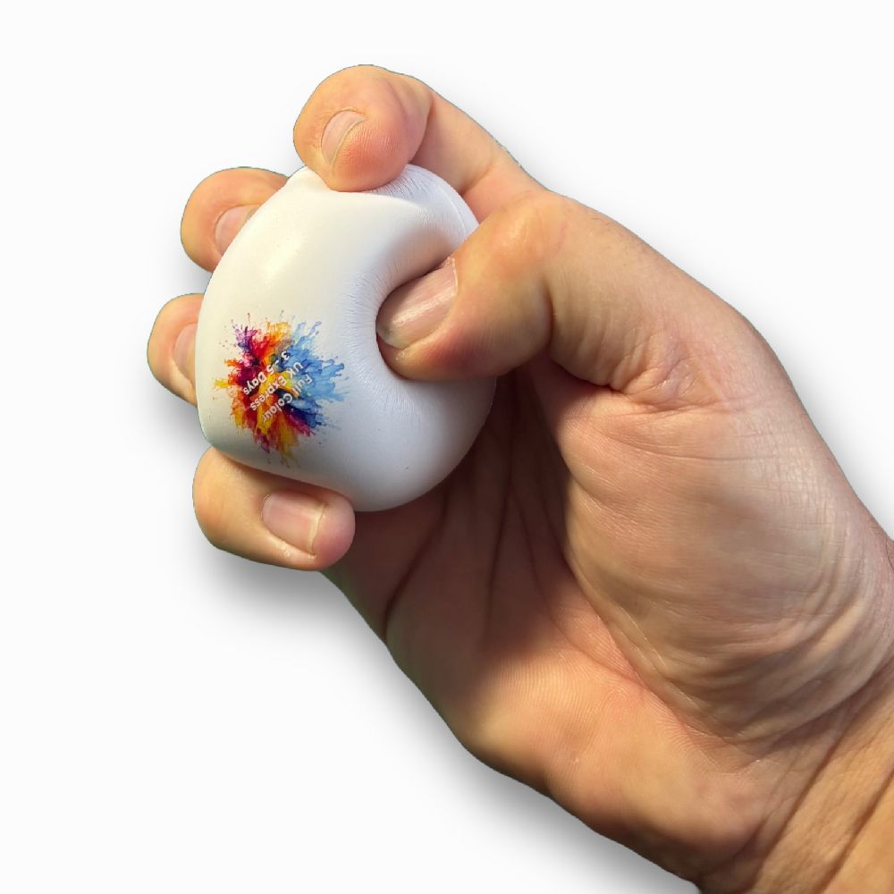 70mm Round Stress Ball - White  UK Stock 